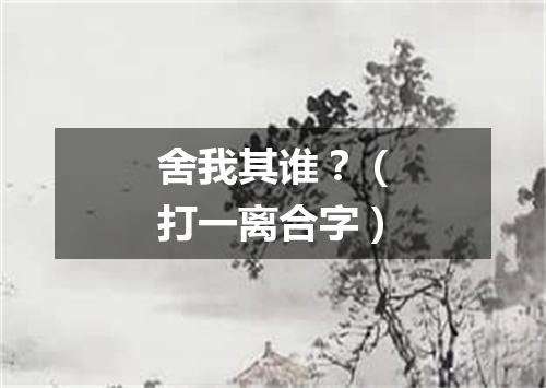 舍我其谁？（打一离合字）