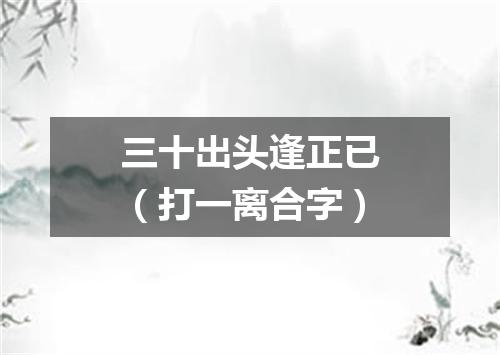 三十出头逢正已（打一离合字）