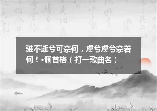 骓不逝兮可奈何，虞兮虞兮奈若何！·调首格（打一歌曲名）
