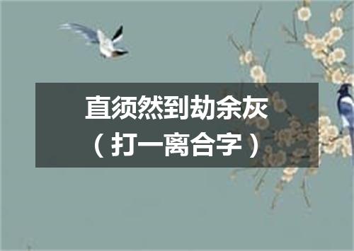 直须然到劫余灰（打一离合字）