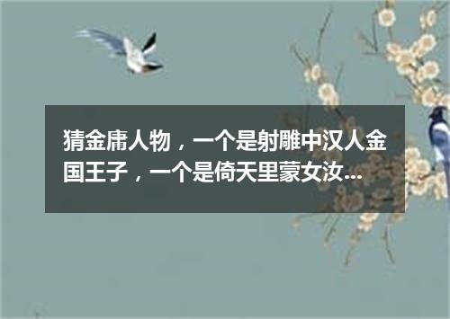 猜金庸人物，一个是射雕中汉人金国王子，一个是倚天里蒙女汝阳郡主（打一游目谜）