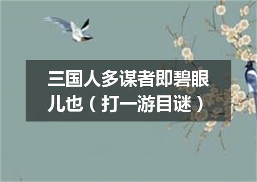 三国人多谋者即碧眼儿也（打一游目谜）