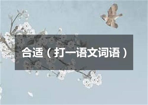 合适（打一语文词语）