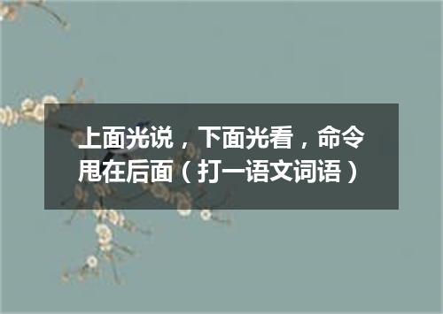 上面光说，下面光看，命令甩在后面（打一语文词语）