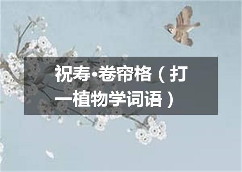 祝寿·卷帘格（打一植物学词语）