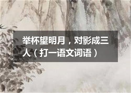 举杯望明月，对影成三人（打一语文词语）