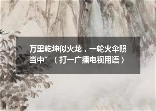 万里乾坤似火龙，一轮火伞照当中”（打一广播电视用语）