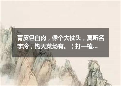 青皮包白肉，像个大枕头，莫听名字冷，热天菜场有。（打一植物）