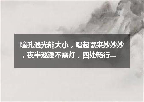 瞳孔遇光能大小，唱起歌来妙妙妙，夜半巡逻不需灯，四处畅行难不倒。（打一动物）