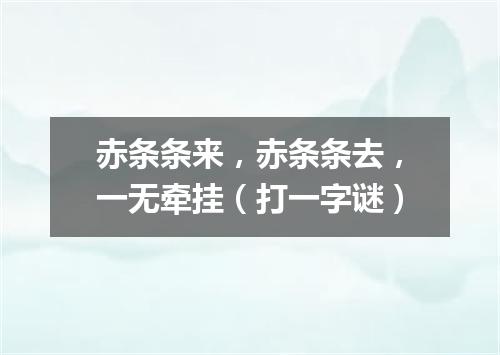 赤条条来，赤条条去，一无牵挂（打一字谜）