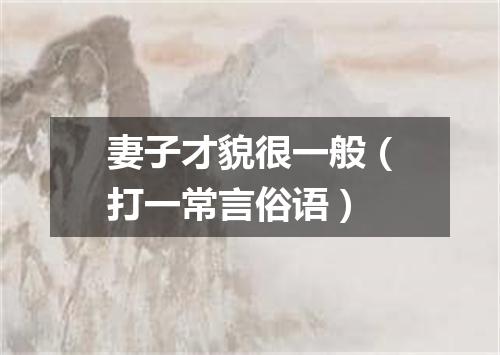 妻子才貌很一般（打一常言俗语）