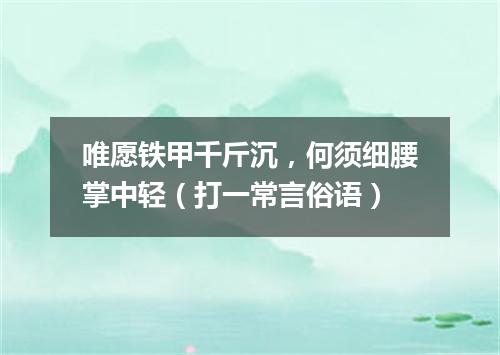 唯愿铁甲千斤沉，何须细腰掌中轻（打一常言俗语）