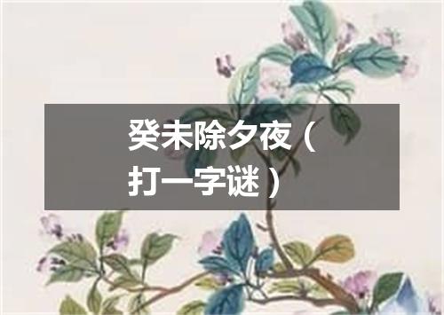 癸未除夕夜（打一字谜）