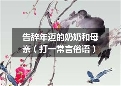 告辞年迈的奶奶和母亲（打一常言俗语）