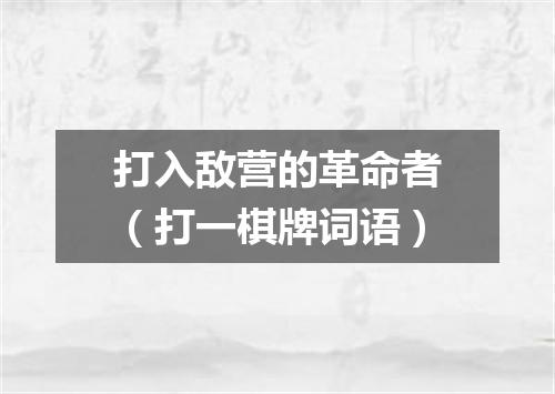 打入敌营的革命者（打一棋牌词语）