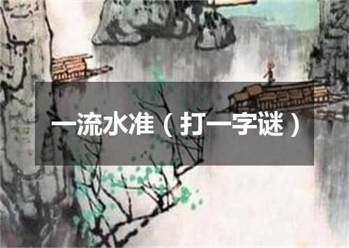 一流水准（打一字谜）