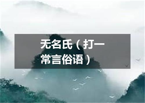 无名氏（打一常言俗语）