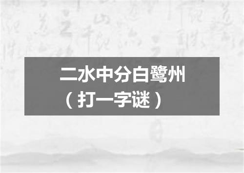 二水中分白鹭州（打一字谜）