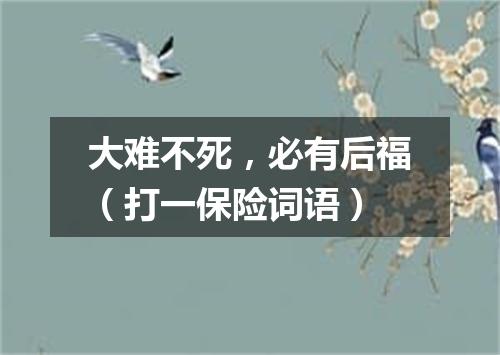 大难不死，必有后福（打一保险词语）