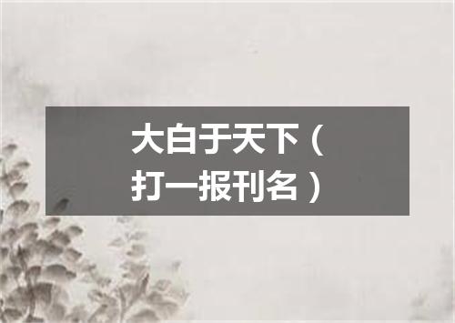 大白于天下（打一报刊名）