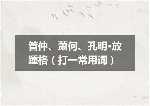 管仲、萧何、孔明·放踵格（打一常用词）