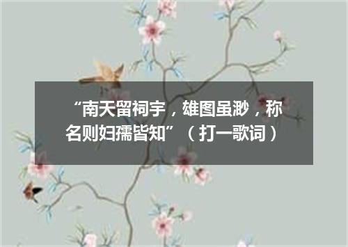 “南天留祠宇，雄图虽渺，称名则妇孺皆知”（打一歌词）