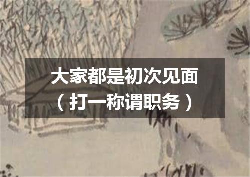 大家都是初次见面（打一称谓职务）
