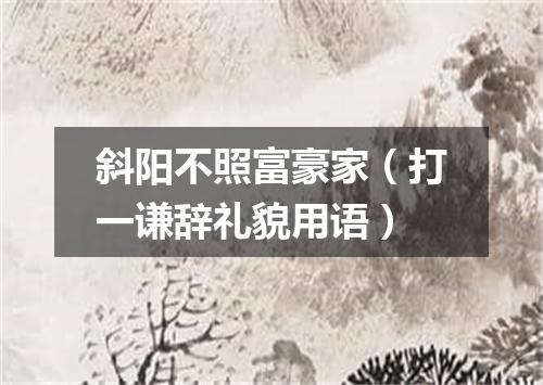 斜阳不照富豪家（打一谦辞礼貌用语）