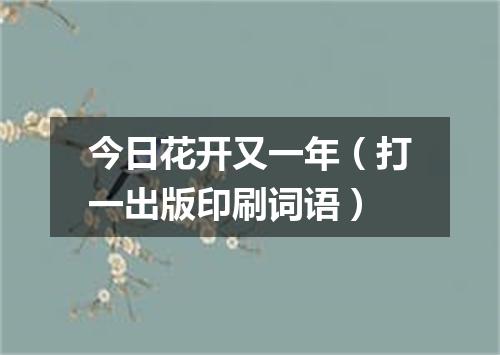 今日花开又一年（打一出版印刷词语）