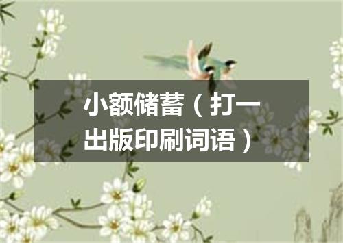 小额储蓄（打一出版印刷词语）