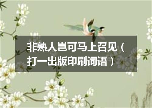非熟人岂可马上召见（打一出版印刷词语）