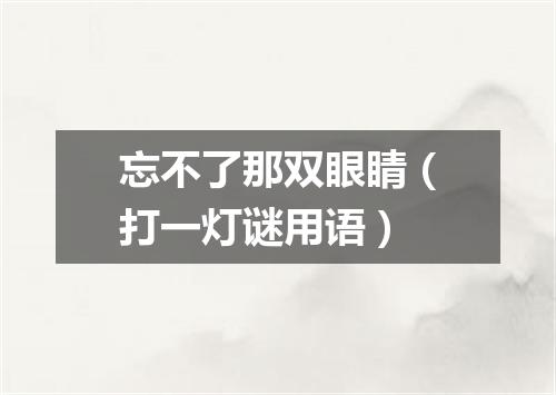 忘不了那双眼睛（打一灯谜用语）