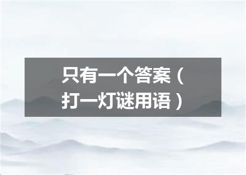 只有一个答案（打一灯谜用语）