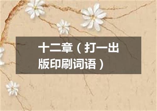 十二章（打一出版印刷词语）