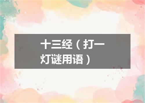 十三经（打一灯谜用语）