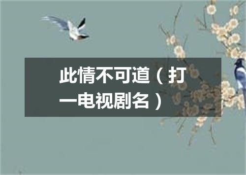 此情不可道（打一电视剧名）