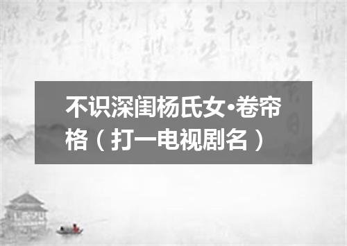 不识深闺杨氏女·卷帘格（打一电视剧名）