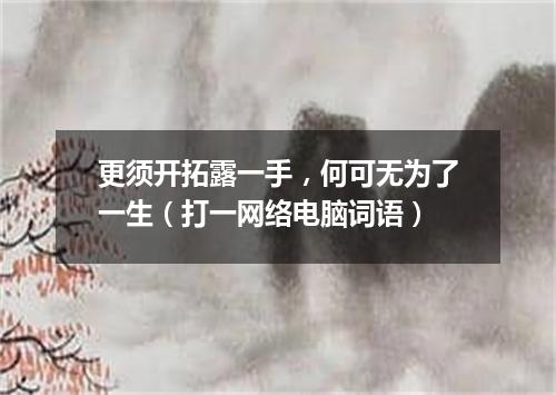 更须开拓露一手，何可无为了一生（打一网络电脑词语）