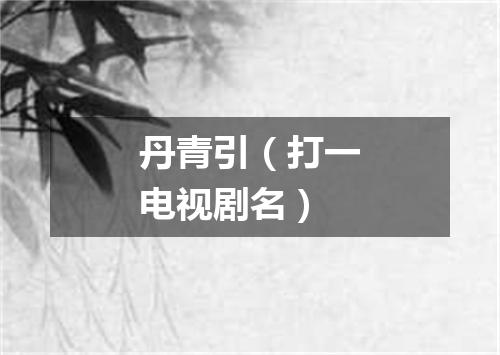 丹青引（打一电视剧名）