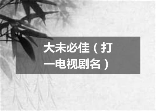 大未必佳（打一电视剧名）