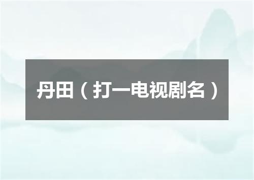 丹田（打一电视剧名）