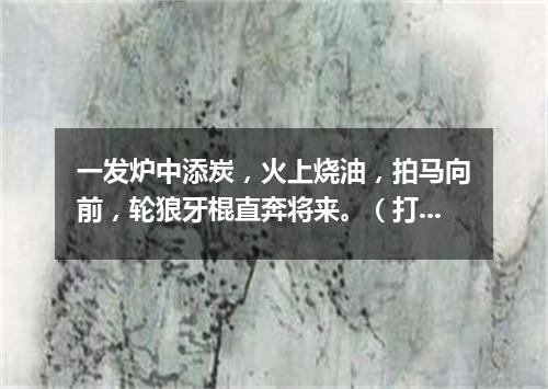 一发炉中添炭，火上烧油，拍马向前，轮狼牙棍直奔将来。（打一电视栏目）