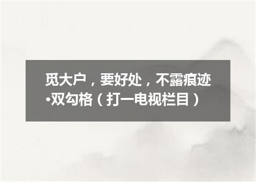 觅大户，要好处，不露痕迹·双勾格（打一电视栏目）