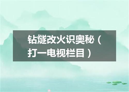 钻燧改火识奥秘（打一电视栏目）