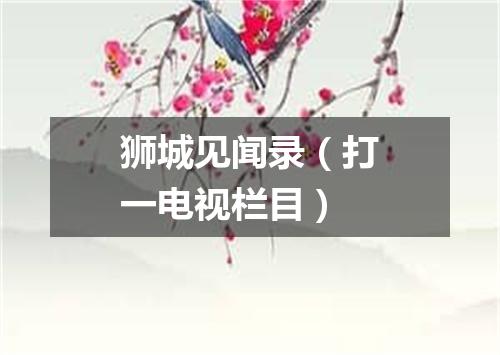 狮城见闻录（打一电视栏目）