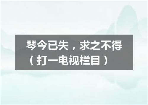琴今已失，求之不得（打一电视栏目）