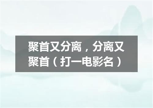 聚首又分离，分离又聚首（打一电影名）