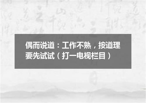 偶而说道：工作不熟，按道理要先试试（打一电视栏目）