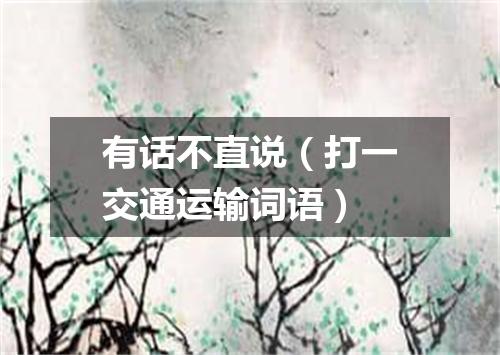 有话不直说（打一交通运输词语）