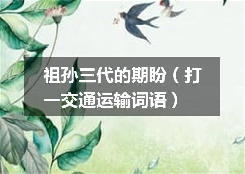 祖孙三代的期盼（打一交通运输词语）